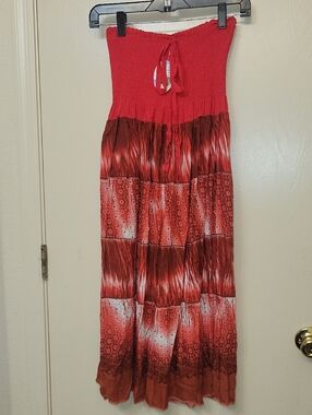 Red Strapless Tie-Front Dress